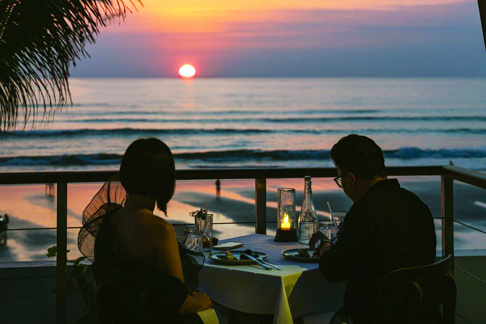 Candle Lit Romantic Dinner by the Beach in Seminyak at Sunset Time