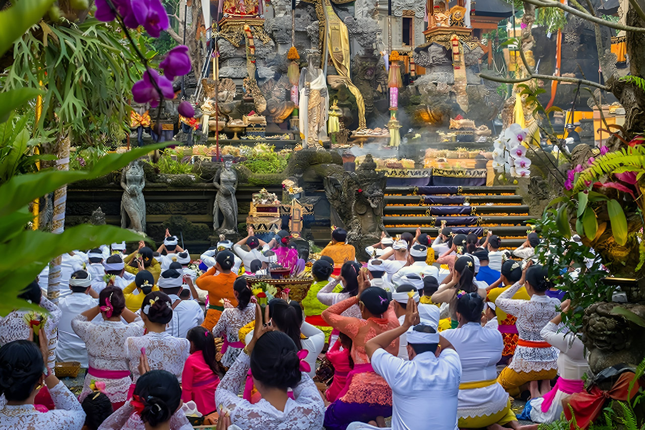 Galungan Ceremony in a Balinese Temple